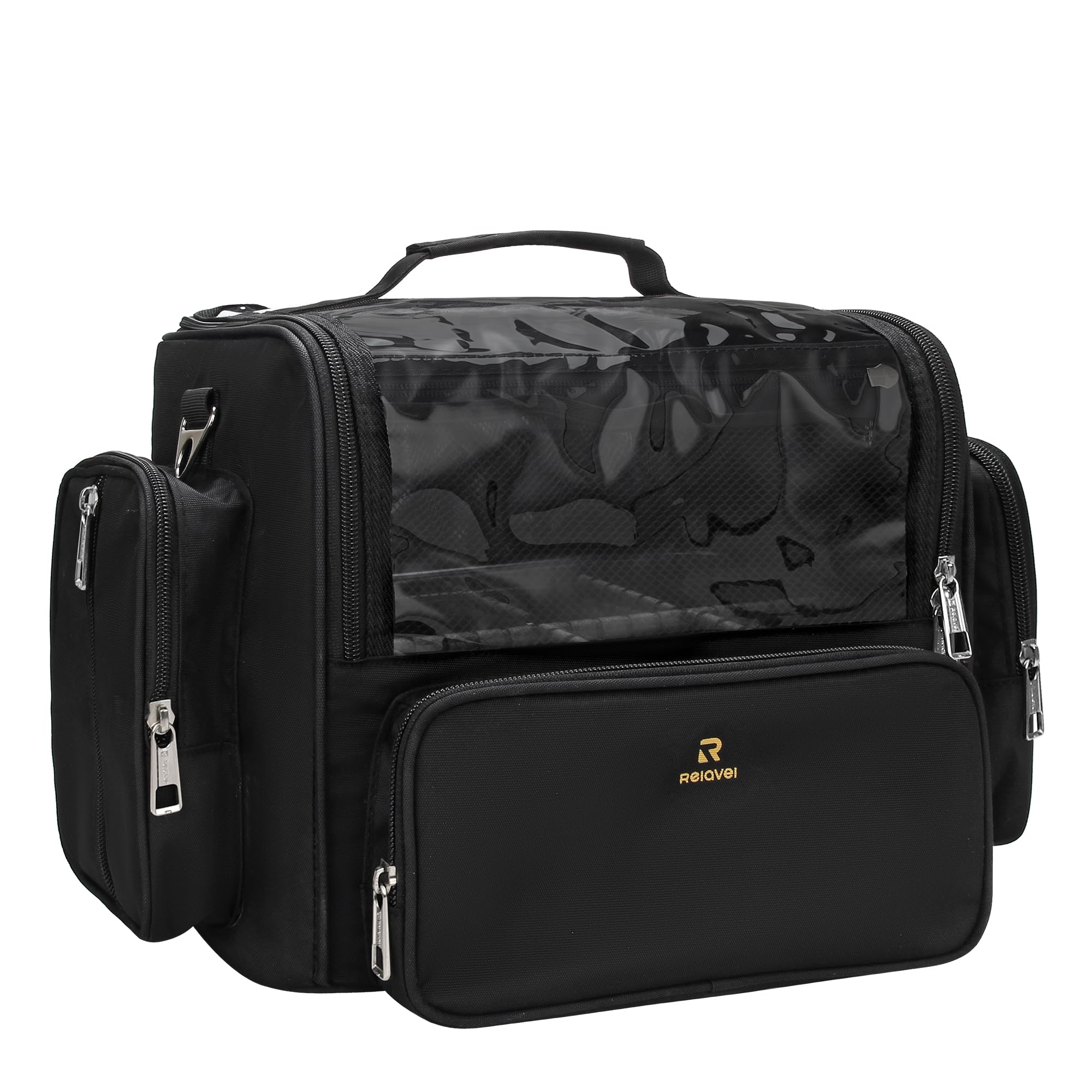 NAONAYA makeup brush bag tall compartments keep brushes organized during travel.