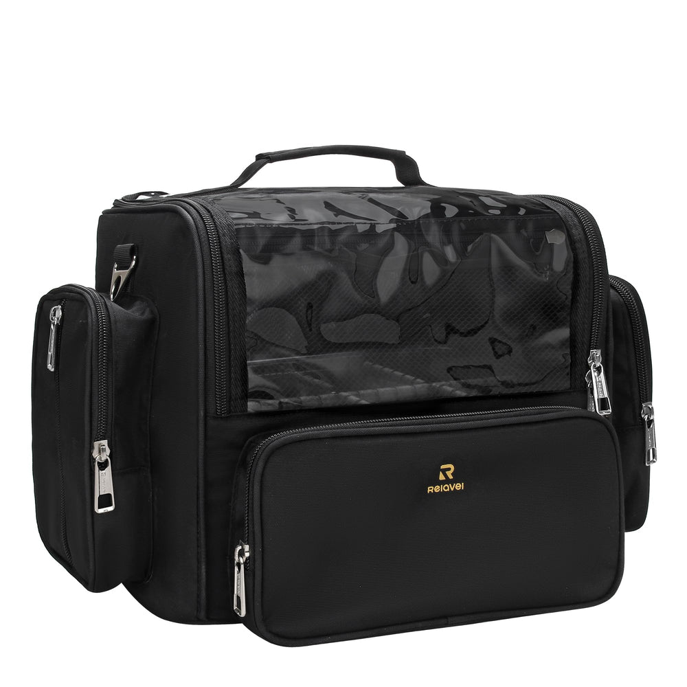 NAONAYA makeup brush bag tall compartments keep brushes organized during travel.