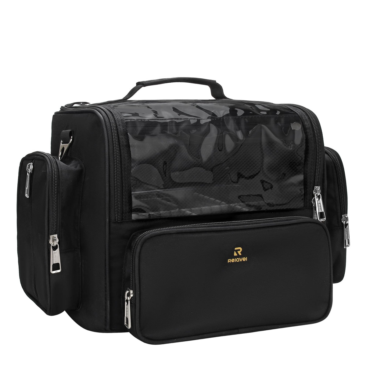 NAONAYA makeup brush bag tall compartments keep brushes organized during travel.
