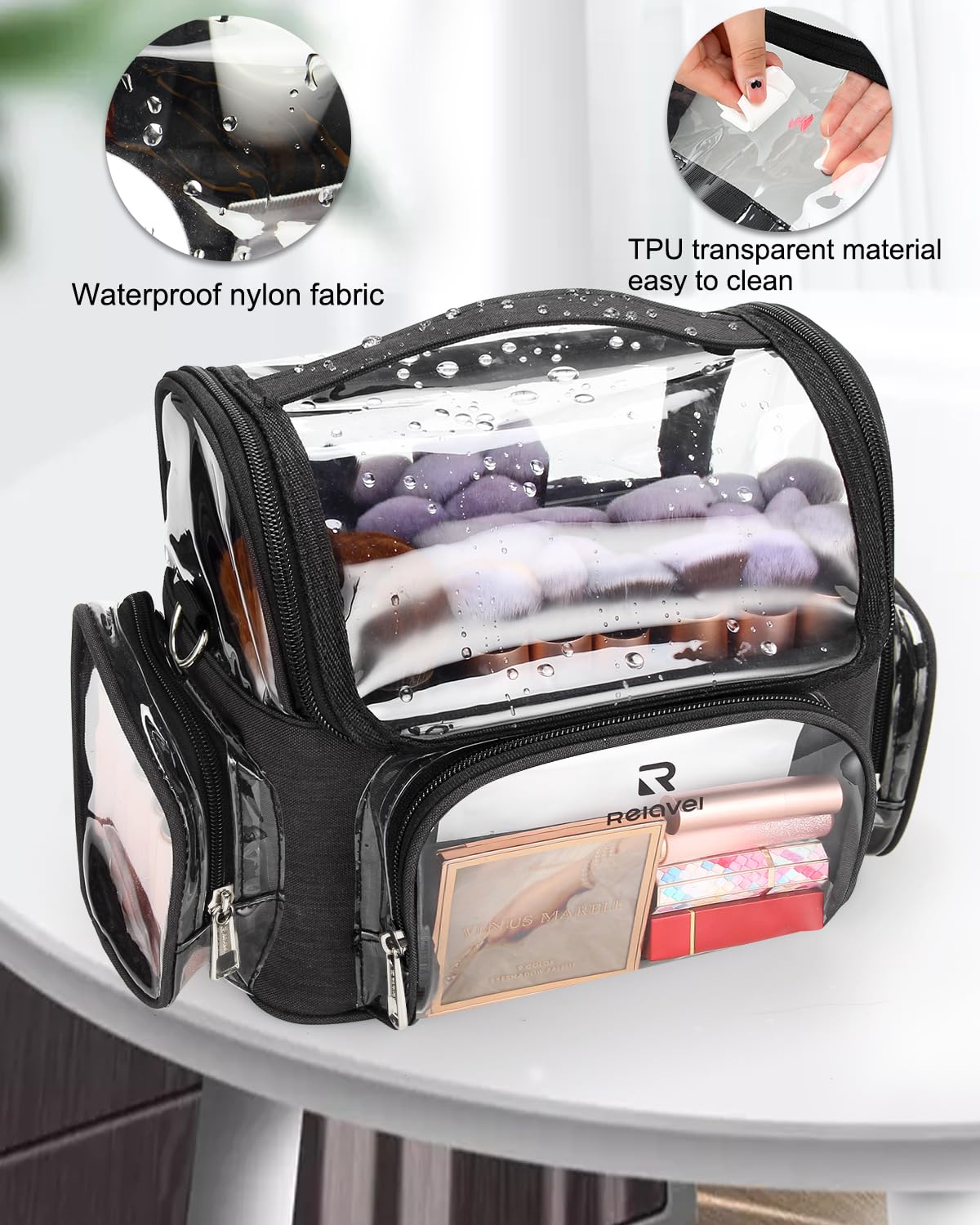 NAONAYA makeup brush case slide pockets provide easy access to small tools.