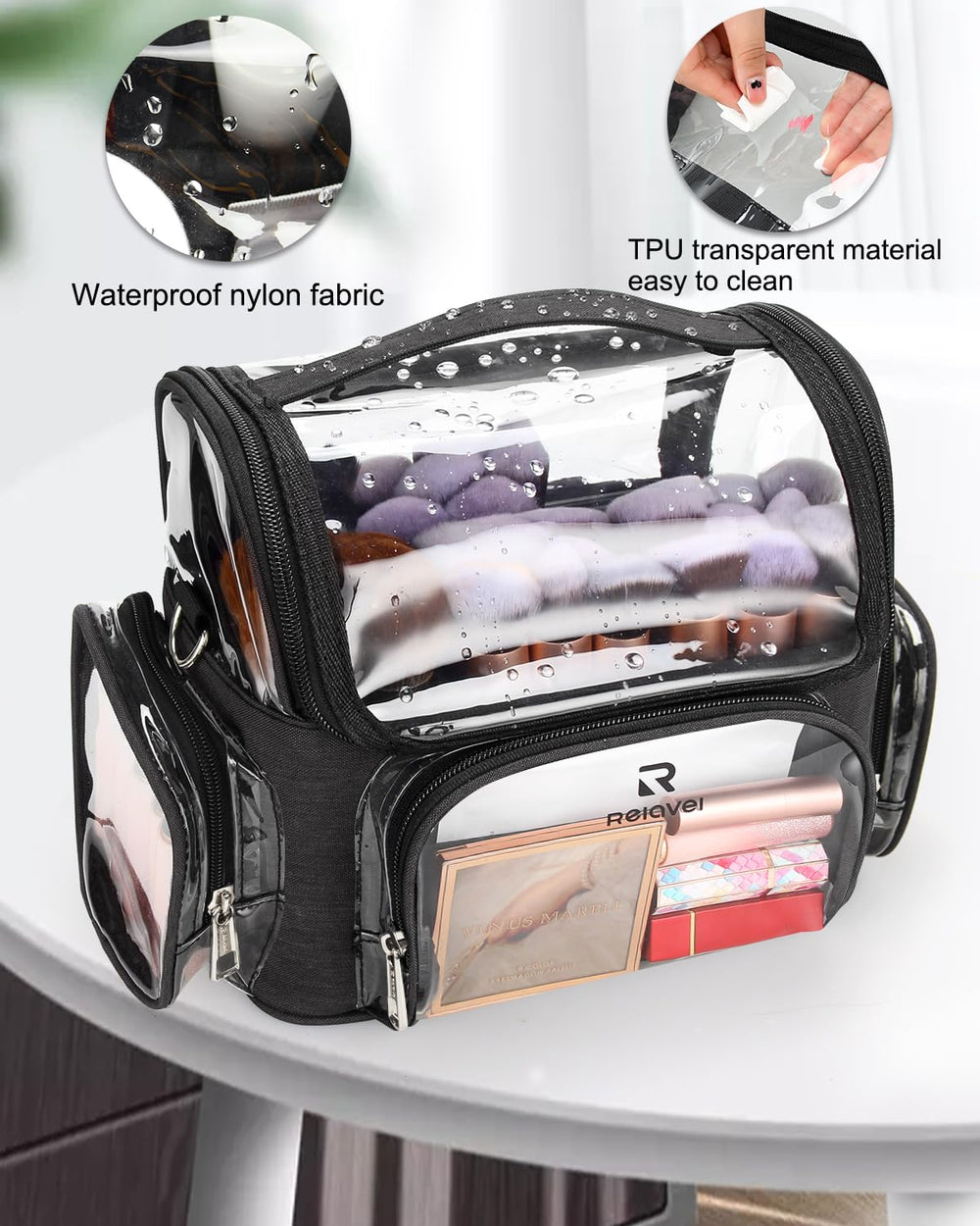 NAONAYA makeup brush case slide pockets provide easy access to small tools.