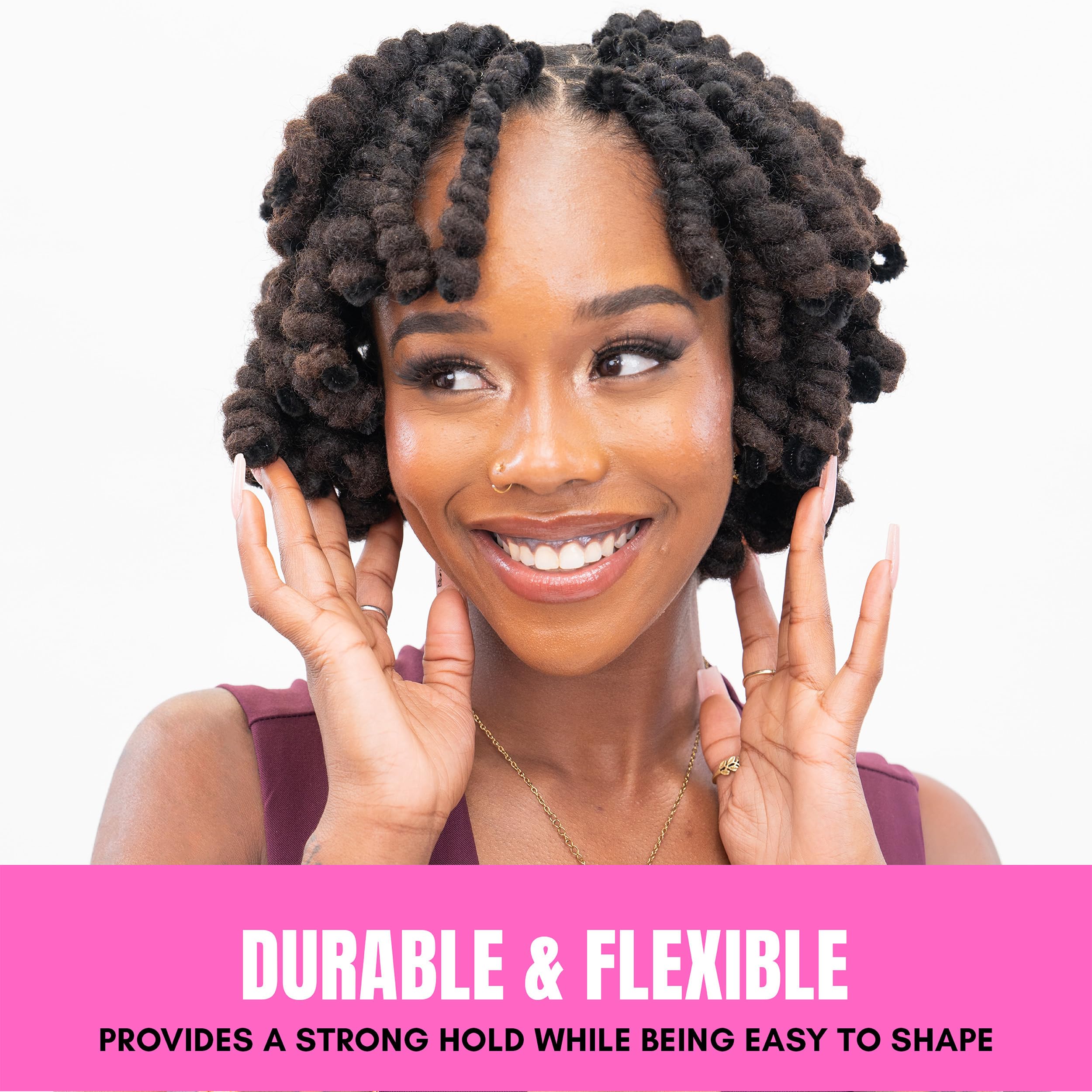 Nappstar pipe cleaner styling accessory arranged with locs and twists.