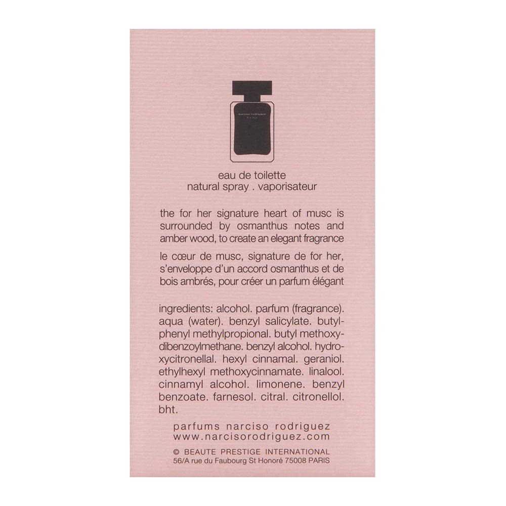 Narciso Rodriguez for Her cap detail showing refined packaging and portability.