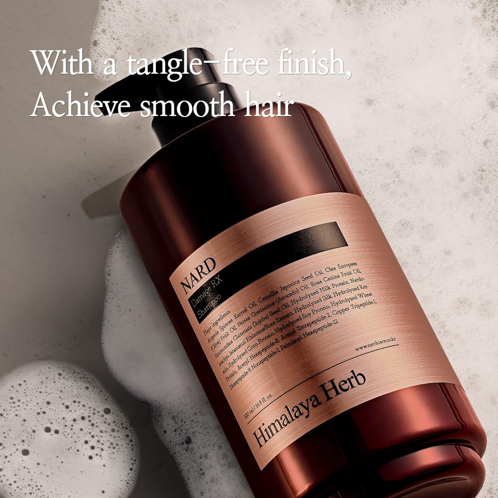 NARD RX Shampoo sensitive-scalp-friendly formula shown with gentle cleansing.