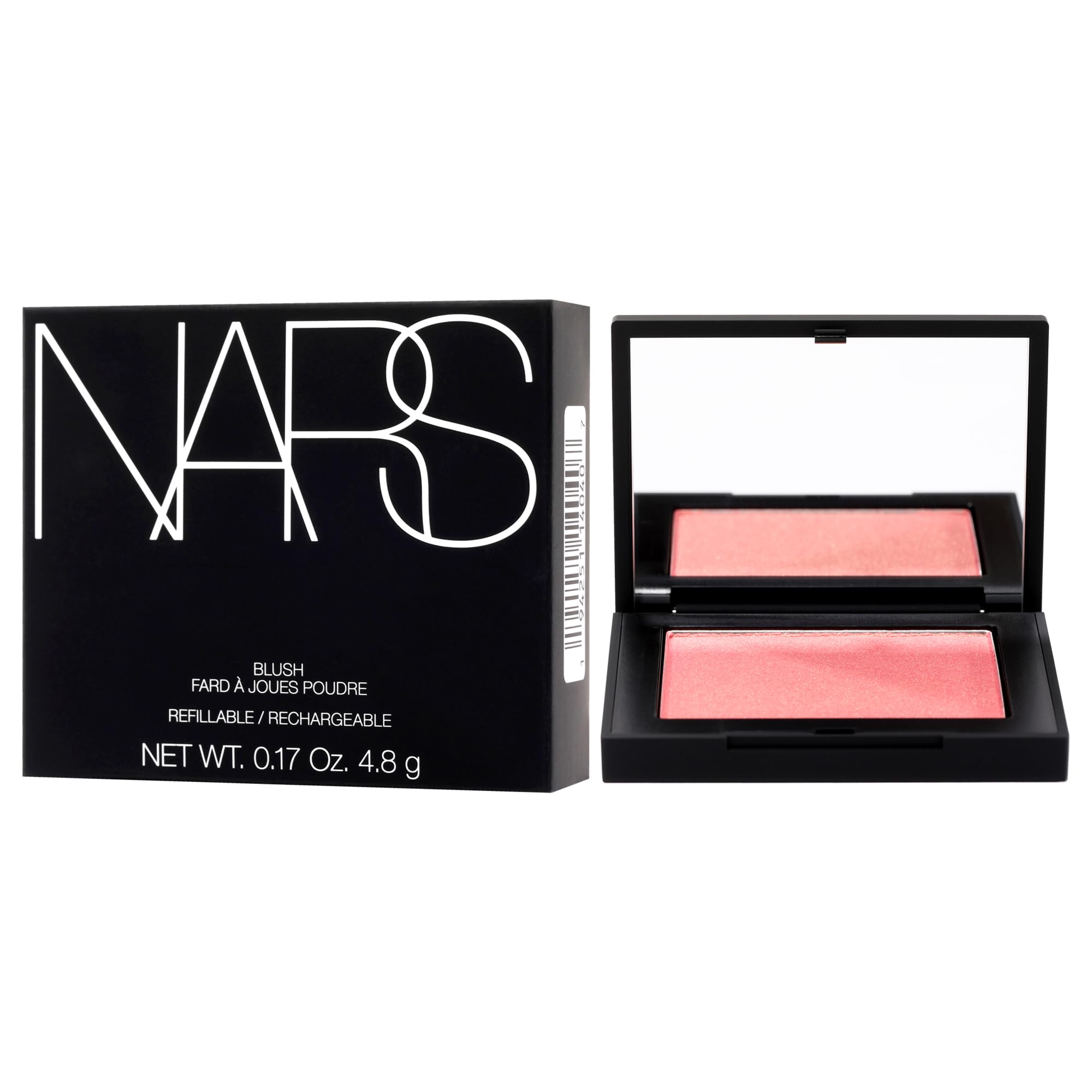 NARS Blush Orgasm soft pressed powder application demonstrates buildable color