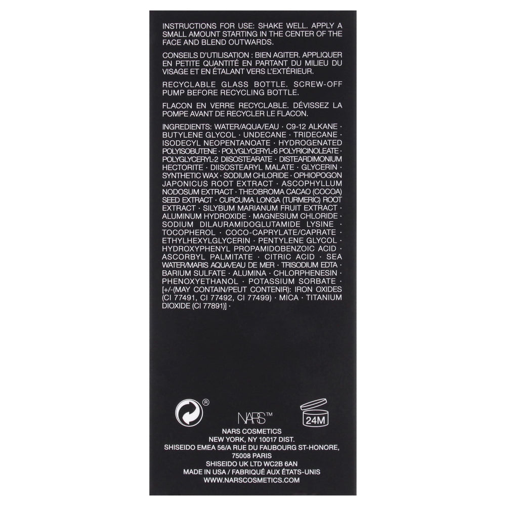 NARS foundation on skin showing potential long-lasting skin benefits over time.