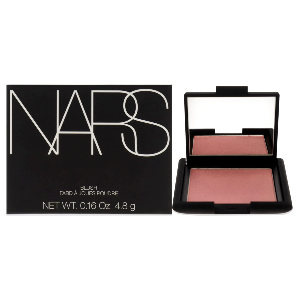 NARS Orgasm blush compact swatch shows luminous glow for natural flush.