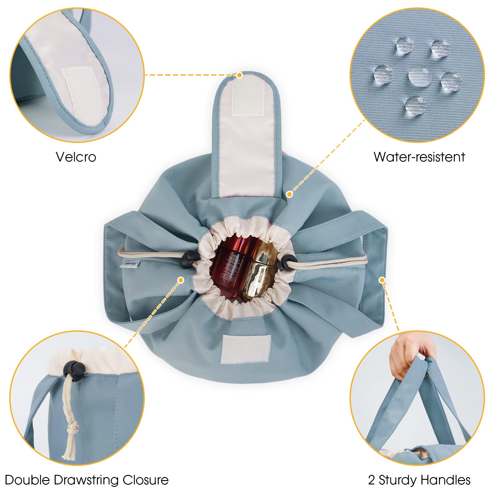 Narwey greyish blue side view highlights sturdy construction and water-resistant fabric
