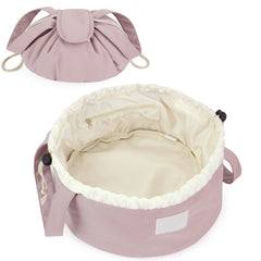 Narwey barrel-drawstring makeup bag pink large roomy interior for travel toiletries