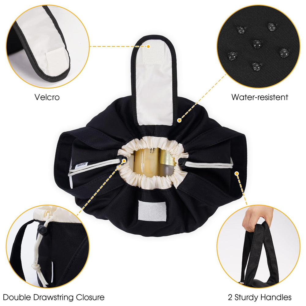 Narwey barrel makeup bag padding and stitching highlight quality build