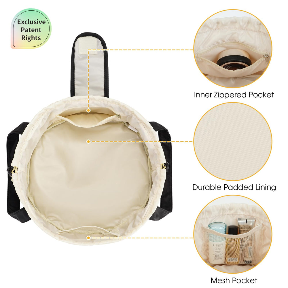 Narwey black patent makeup bag looks gift-ready for travelers
