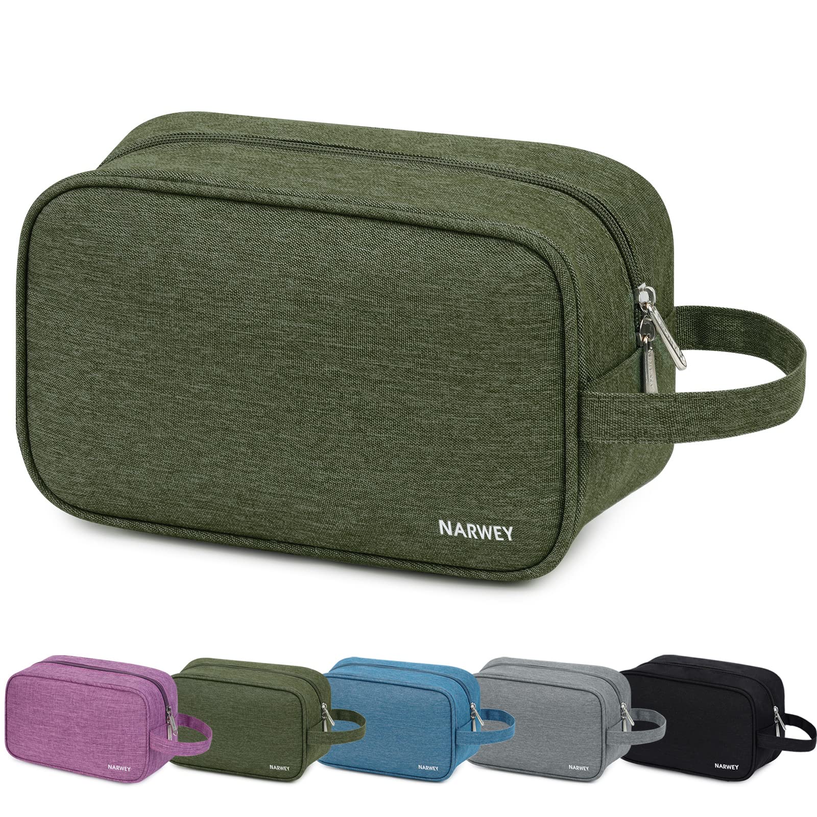 Narwey boleso de aseo para viaje en verde militar, organizado y fácil de transportar.