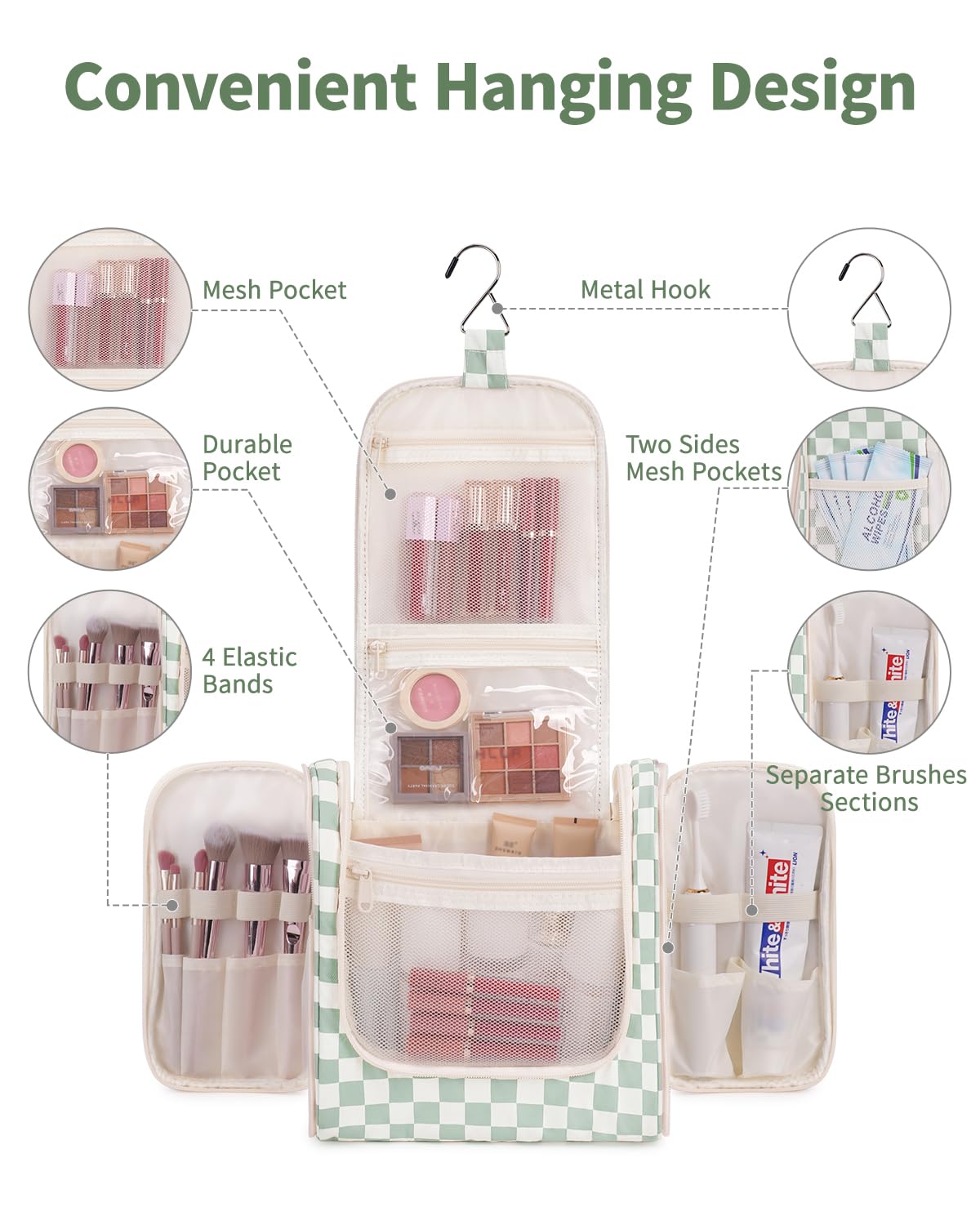 Narwey bag open shows main compartment with large capacity for travel-size items