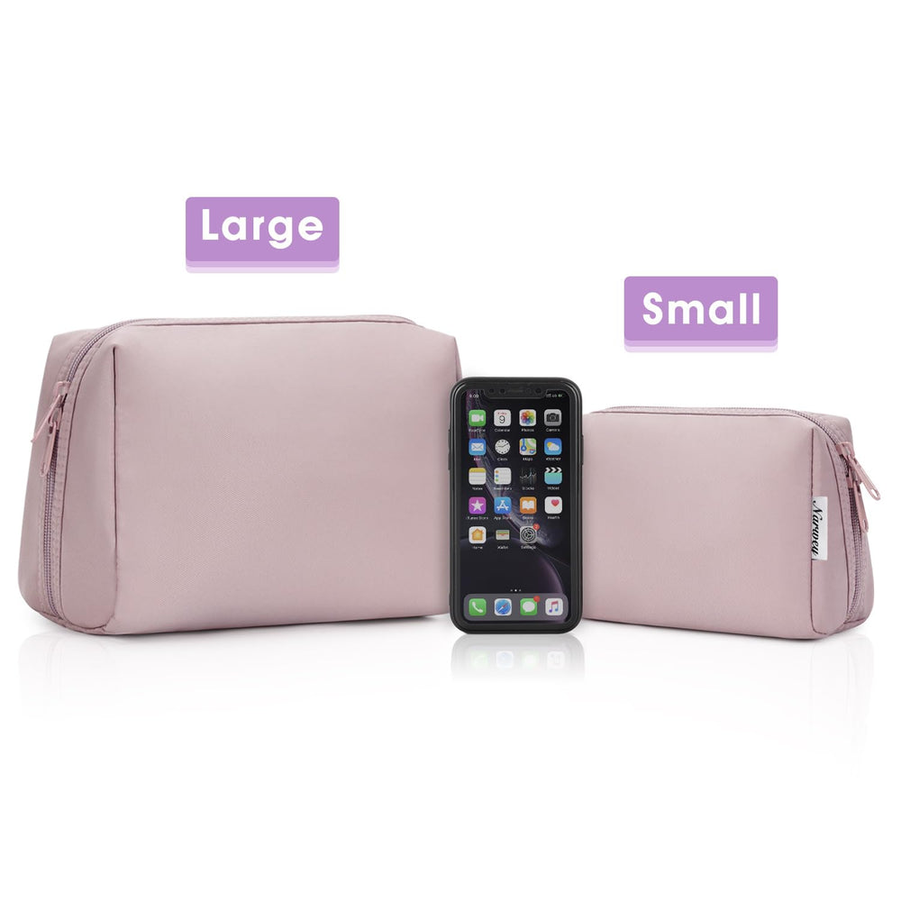 Narwey dusty rose makeup bag accommodates multiple brushes and essentials