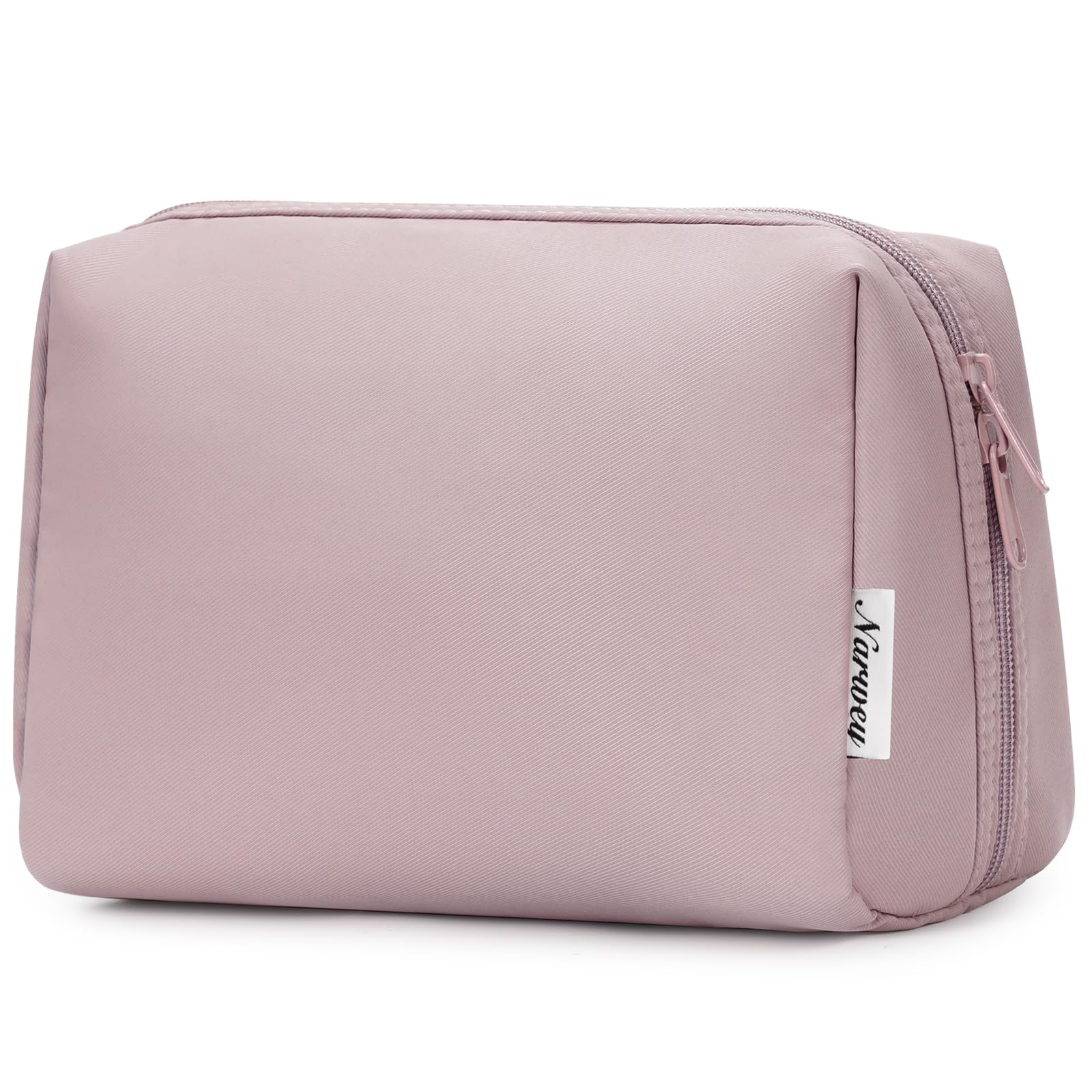 Narwey dusty rose makeup bag front view portable travel organizer