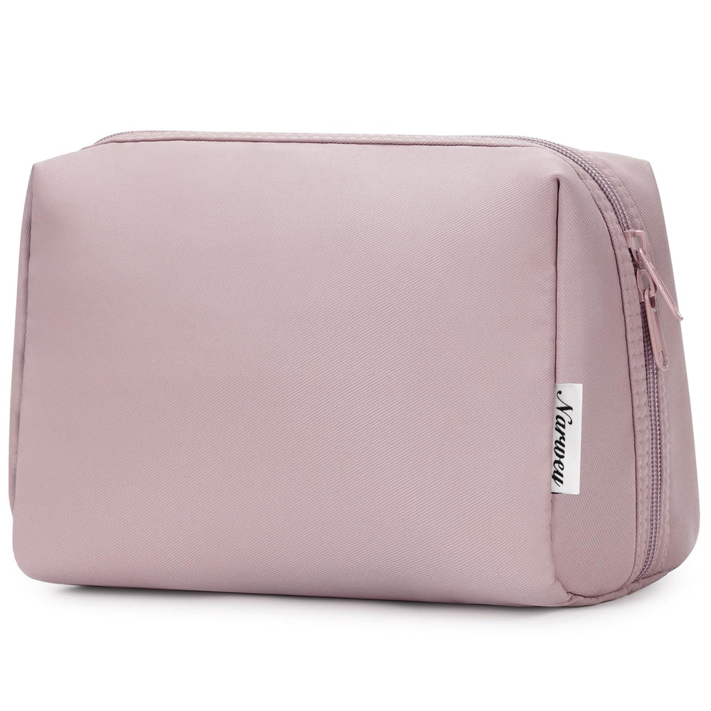 Narwey dusty rose makeup bag front view portable travel organizer