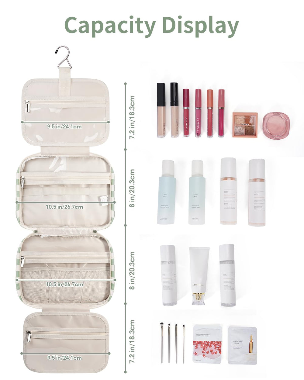 Narwey durable zippers with smooth action for secure packing.