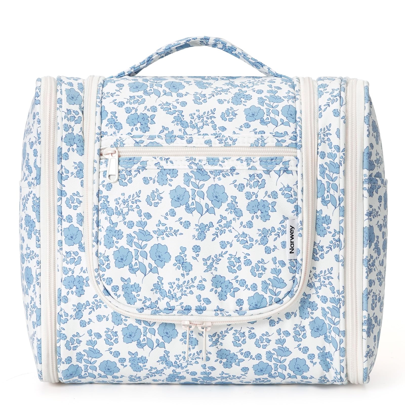 Narwey hanging toiletry bag front view highlights organized travel essentials