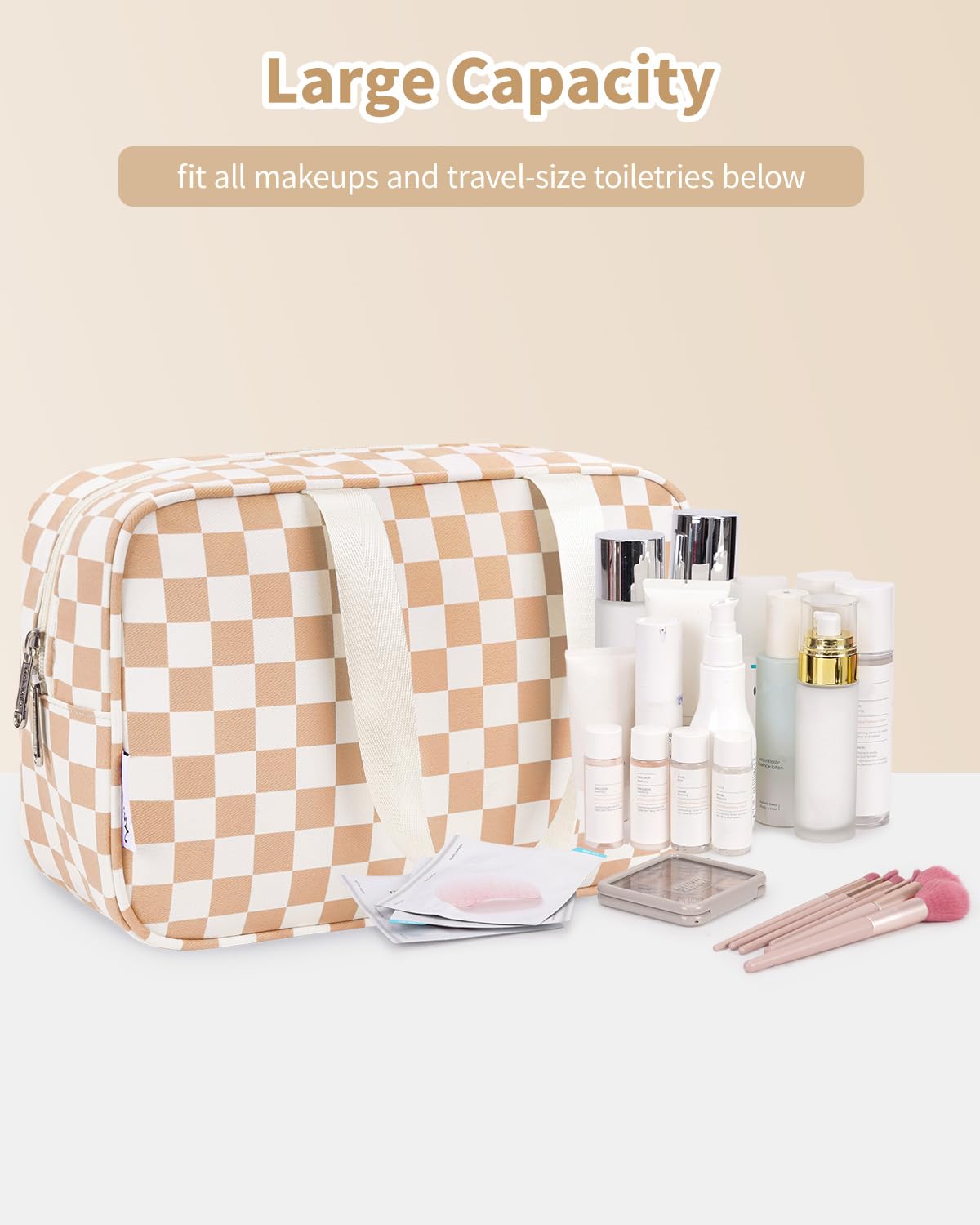 Narwey large-capacity design keeps cosmetics organized on trips.