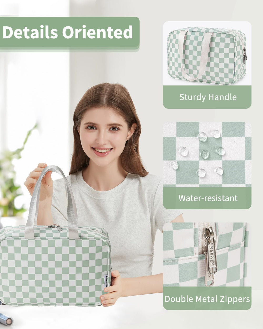 Narwey mint green fabric texture highlighting water-resistant material