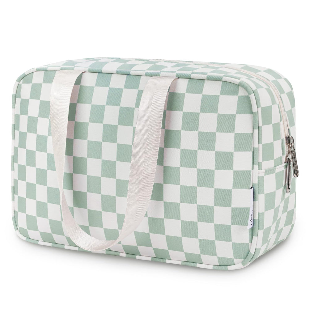 Narwey large checkered bag mint green full view for travel organization