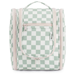 Narwey mint green checkered hanging bag with hook for organized packing on trips