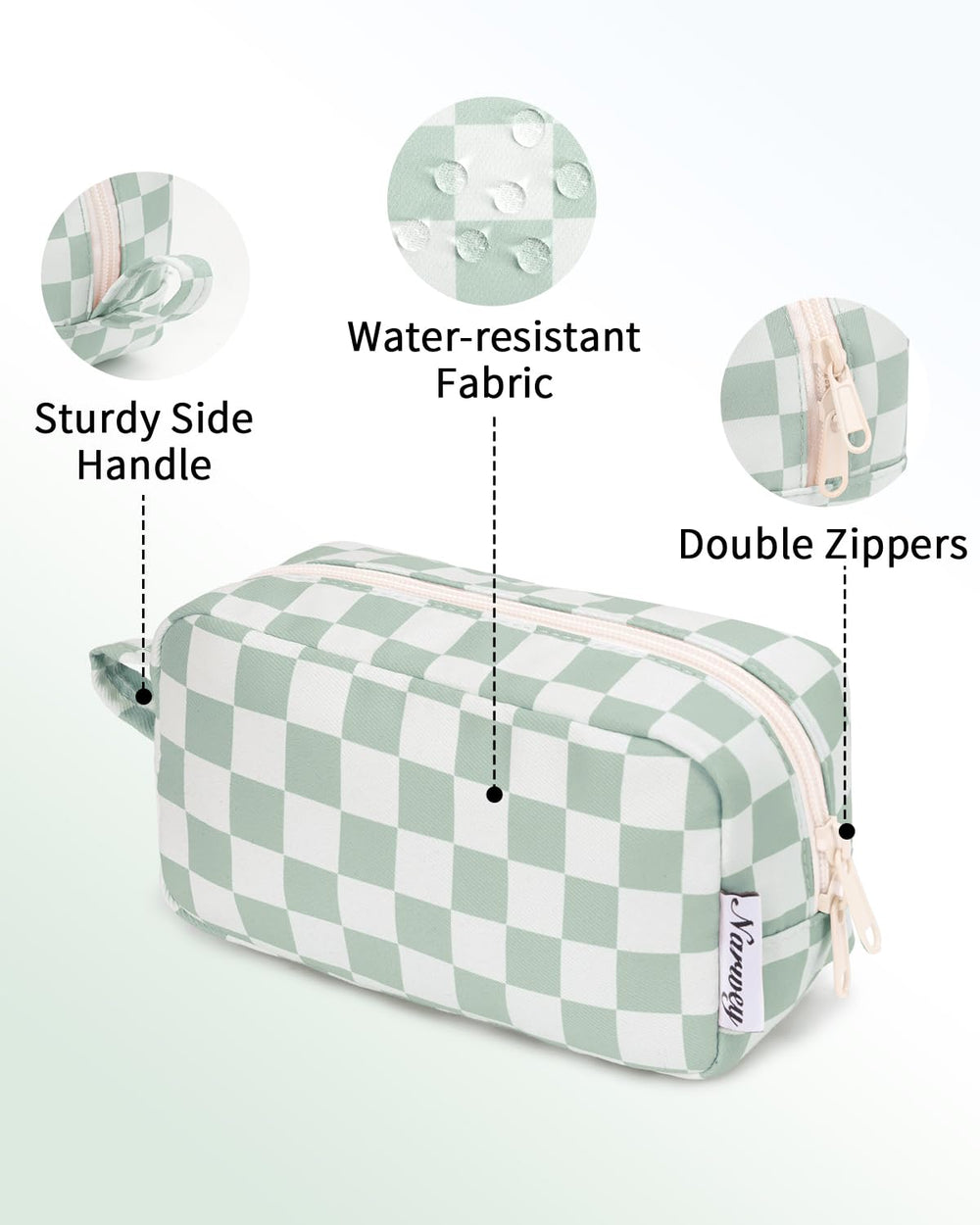 Narwey small checkered makeup bag gift-ready vibrant colors for teens and women.