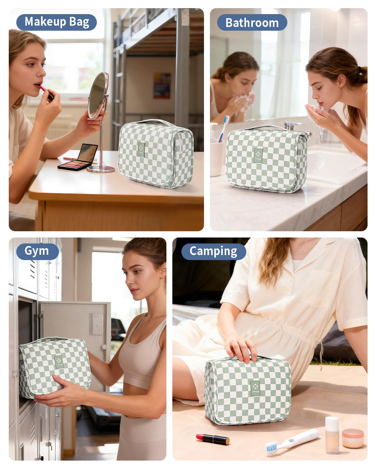 Narwey mint green checkered travel bag suits gifts and everyday adventures.