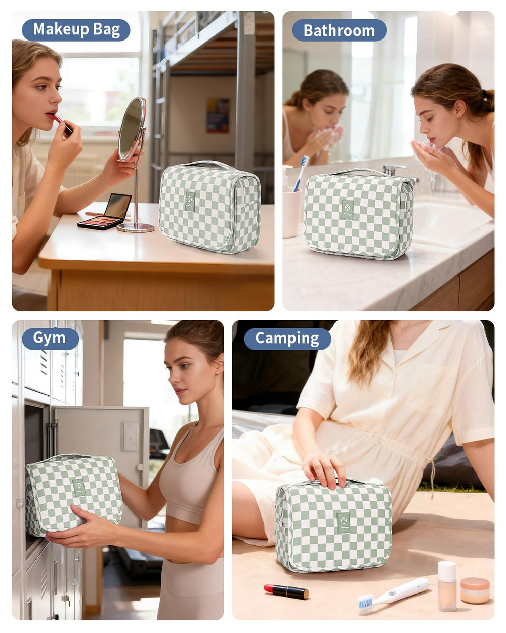Narwey mint green checkered travel bag suits gifts and everyday adventures.