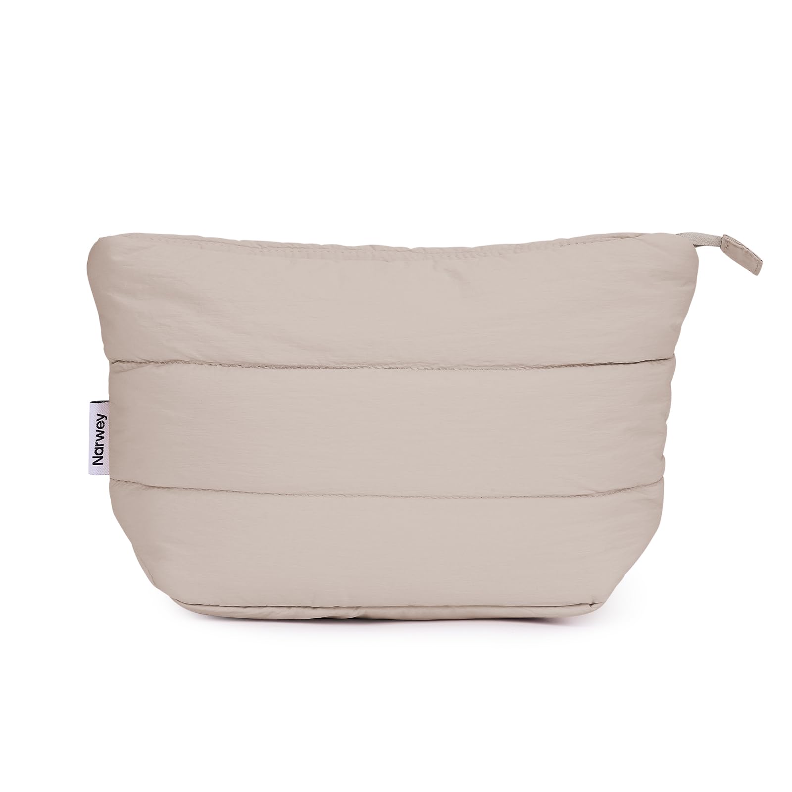 Narwey small makeup bag khaki front view for travel organization and quick access.