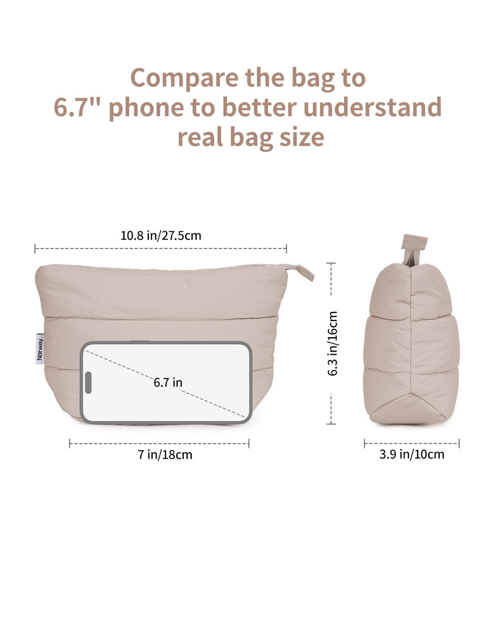 Narwey small makeup bag zipper detail emphasizing reliable closure for daily travel.