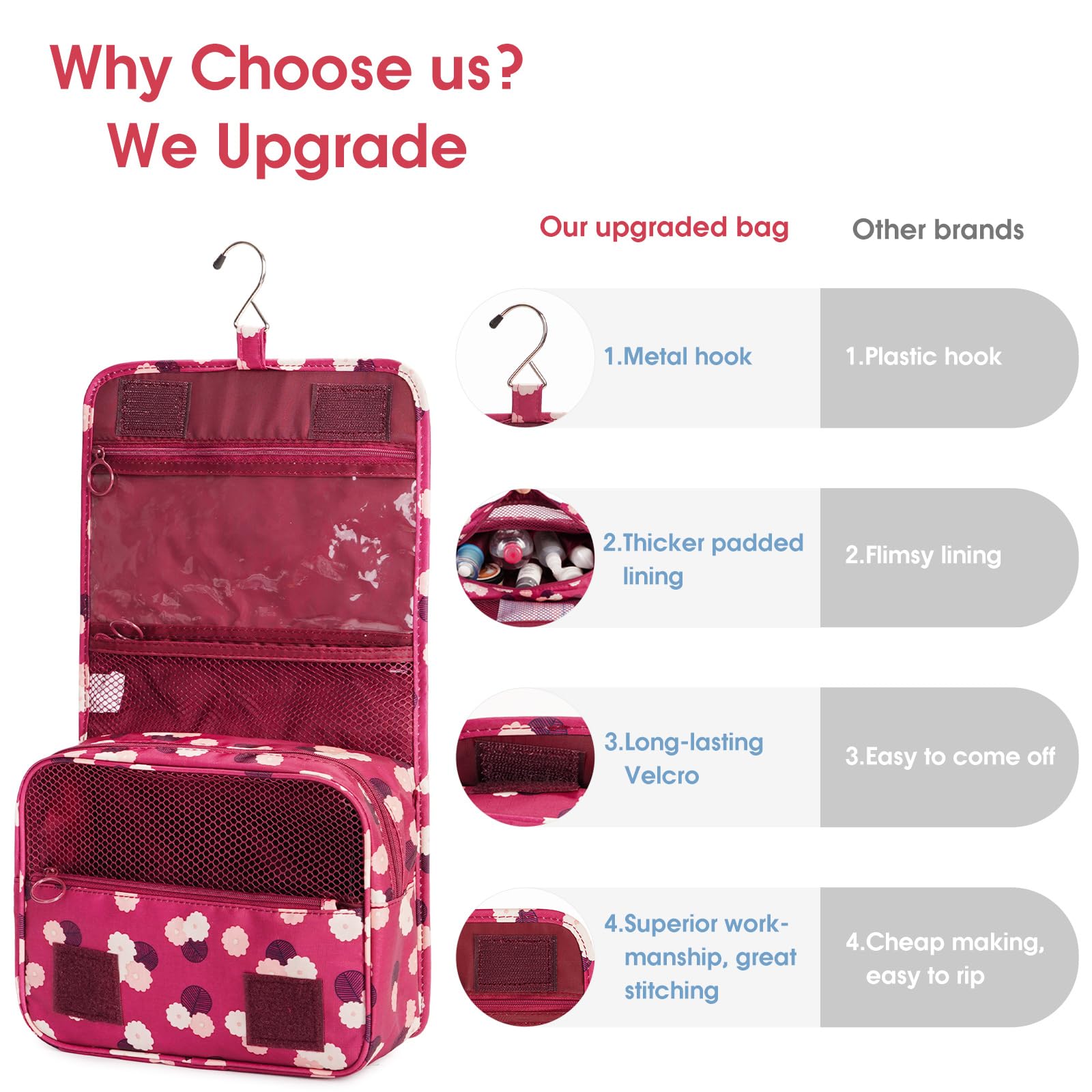 Narwey interior pockets provide neat organization for large and small products