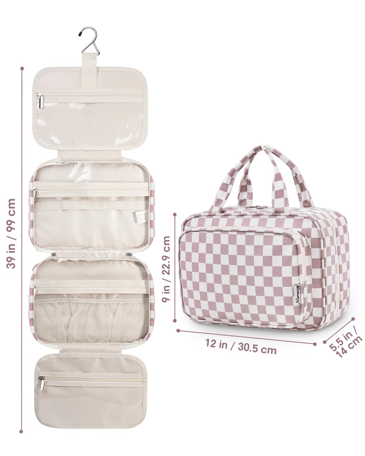 Narwey travel toiletry bag large carrying option suitable for home or travel