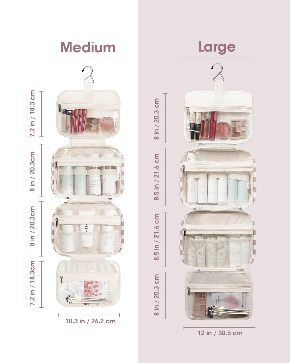 Narwey travel toiletry bag large hanging hook ready to suspend from bathroom fixture