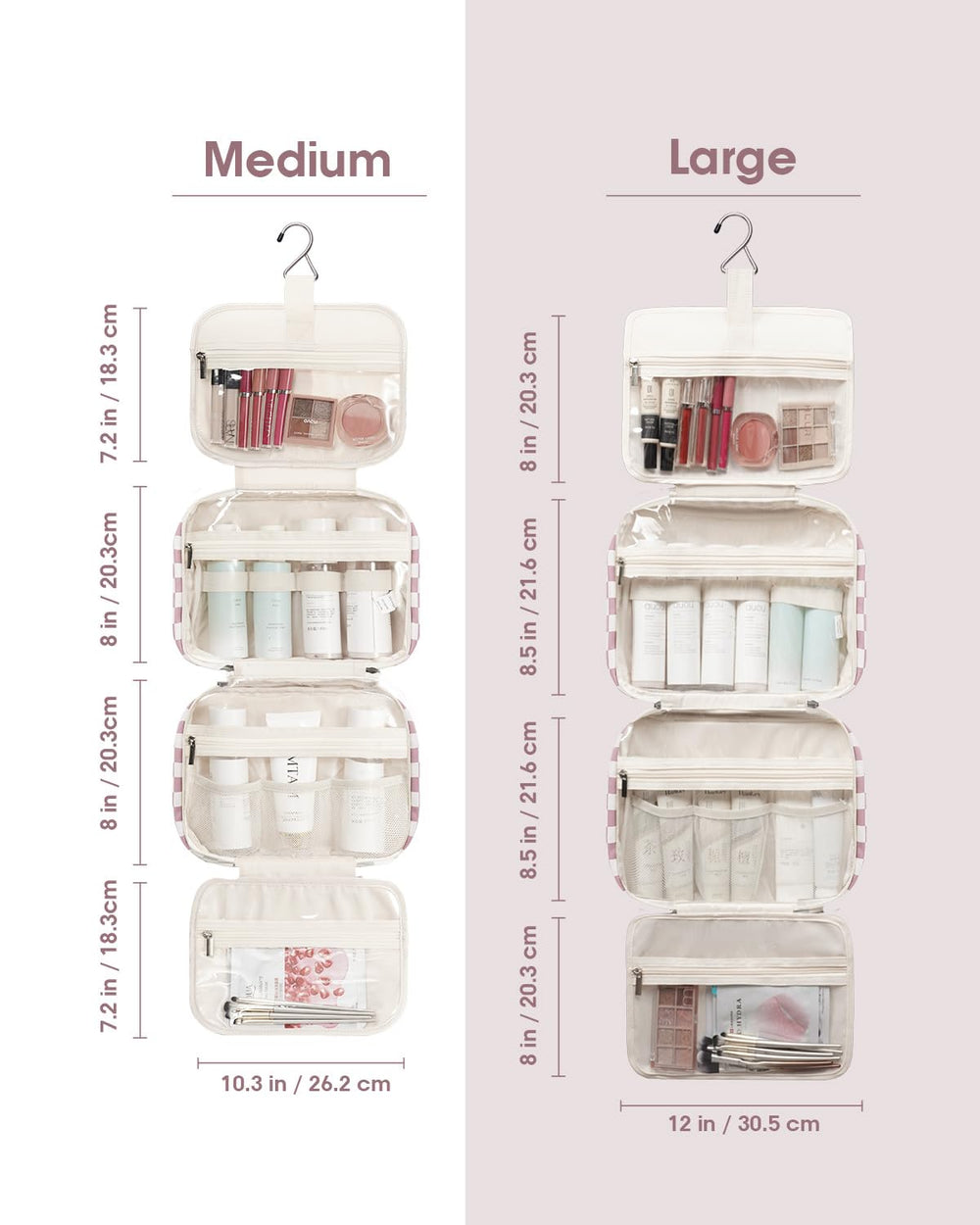 Narwey travel toiletry bag large hanging hook ready to suspend from bathroom fixture