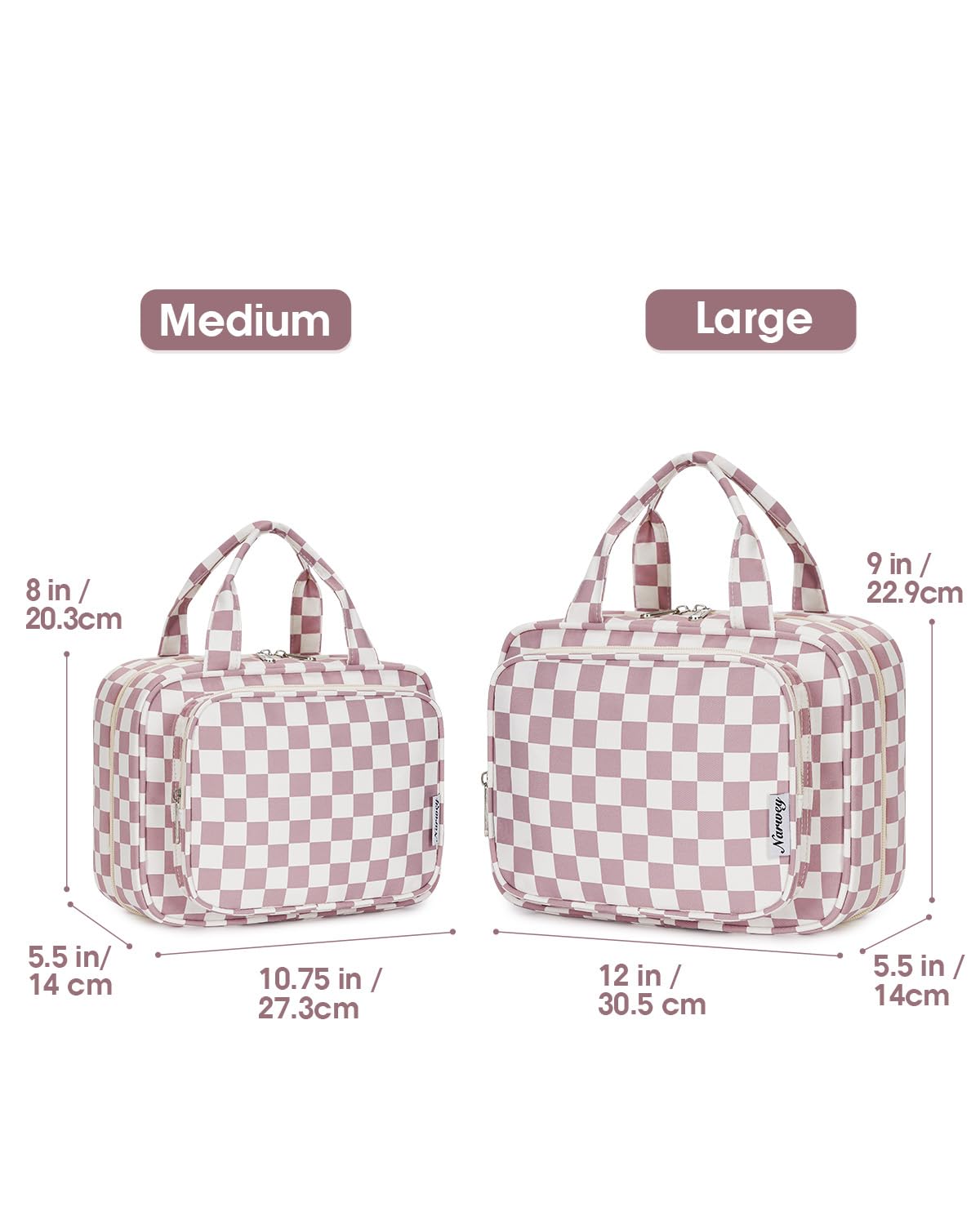 Narwey travel toiletry bag large open compartments reveal organized mesh pockets and elastic bands