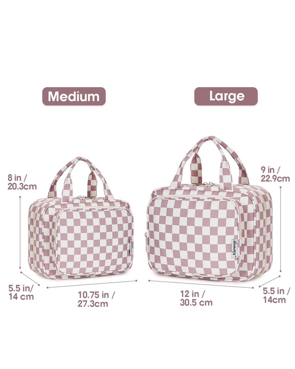 Narwey travel toiletry bag large open compartments reveal organized mesh pockets and elastic bands