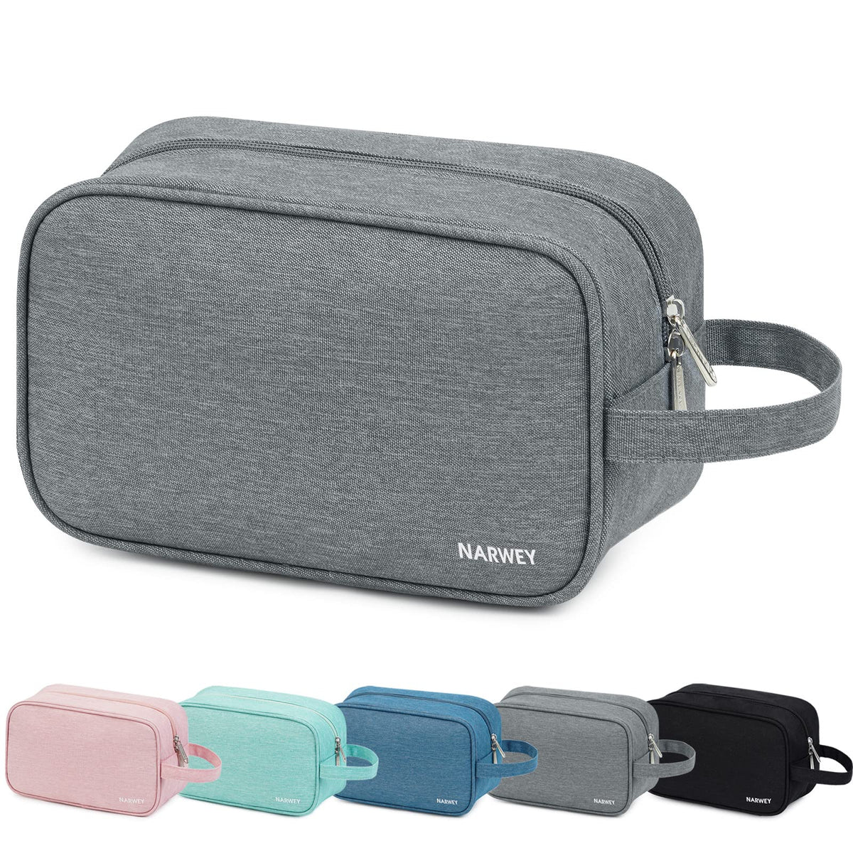 Narwey travel toiletry bag grey main compartment for organized packing of large items
