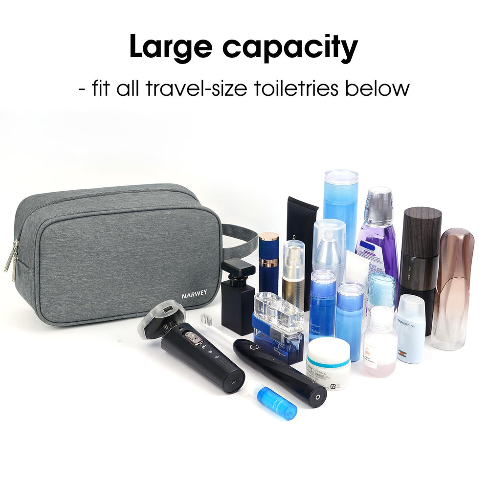 Narwey travel toiletry bag grey water-resistant fabric is easy to wipe clean