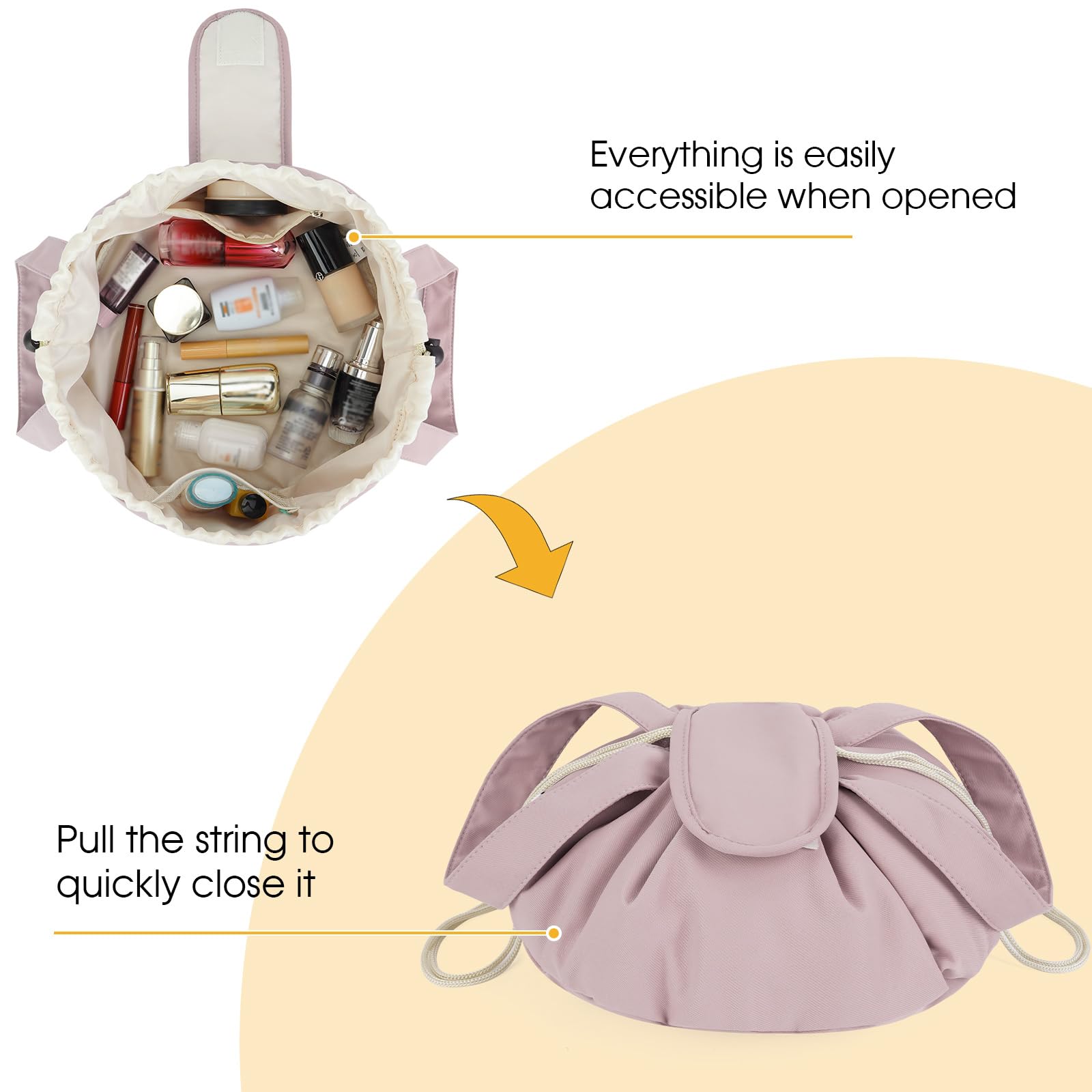 Narwey water-resistant fabric cosmetic bag with padded lining protects belongings