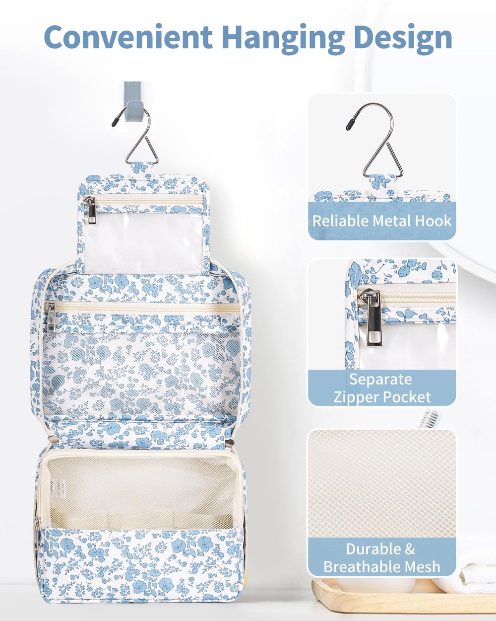 Narwey waterproof travel toiletry bag keeps contents dry during travel