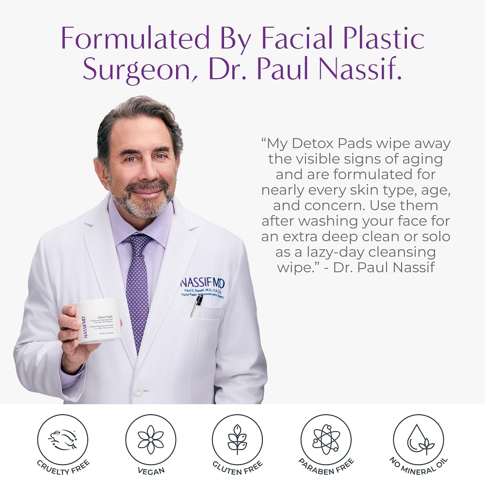 NassifMD Exfoliating Detox Pads on bathroom shelf support daily pore refinement