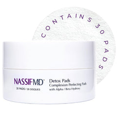 NassifMD Exfoliating Detox Pads pack shot shows at-home exfoliation for radiant skin