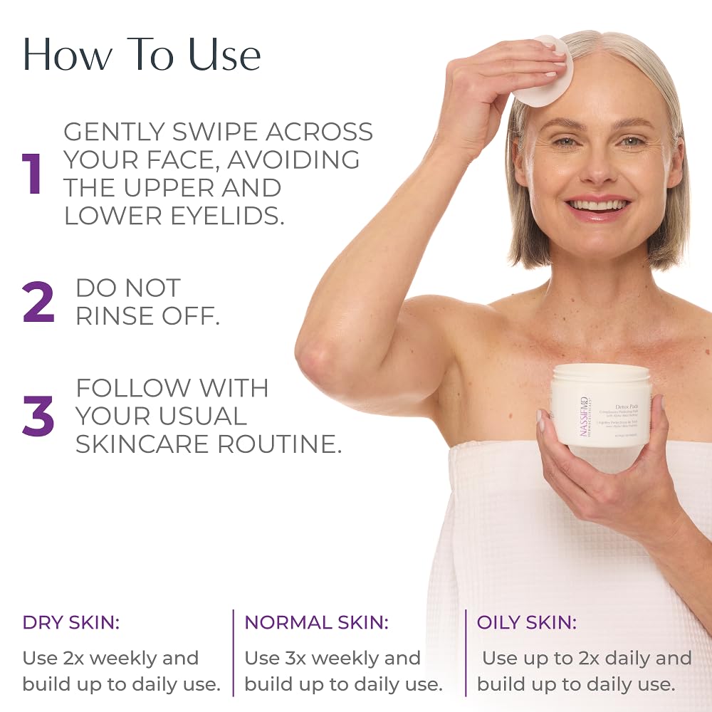 NassifMD Exfoliating Detox Pads swatch on hand shows radiance and even texture
