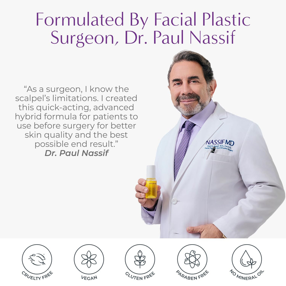 NassifMD Hydro-Screen ingredients closeup hints at hyaluronic acid and ceramides for hydration.
