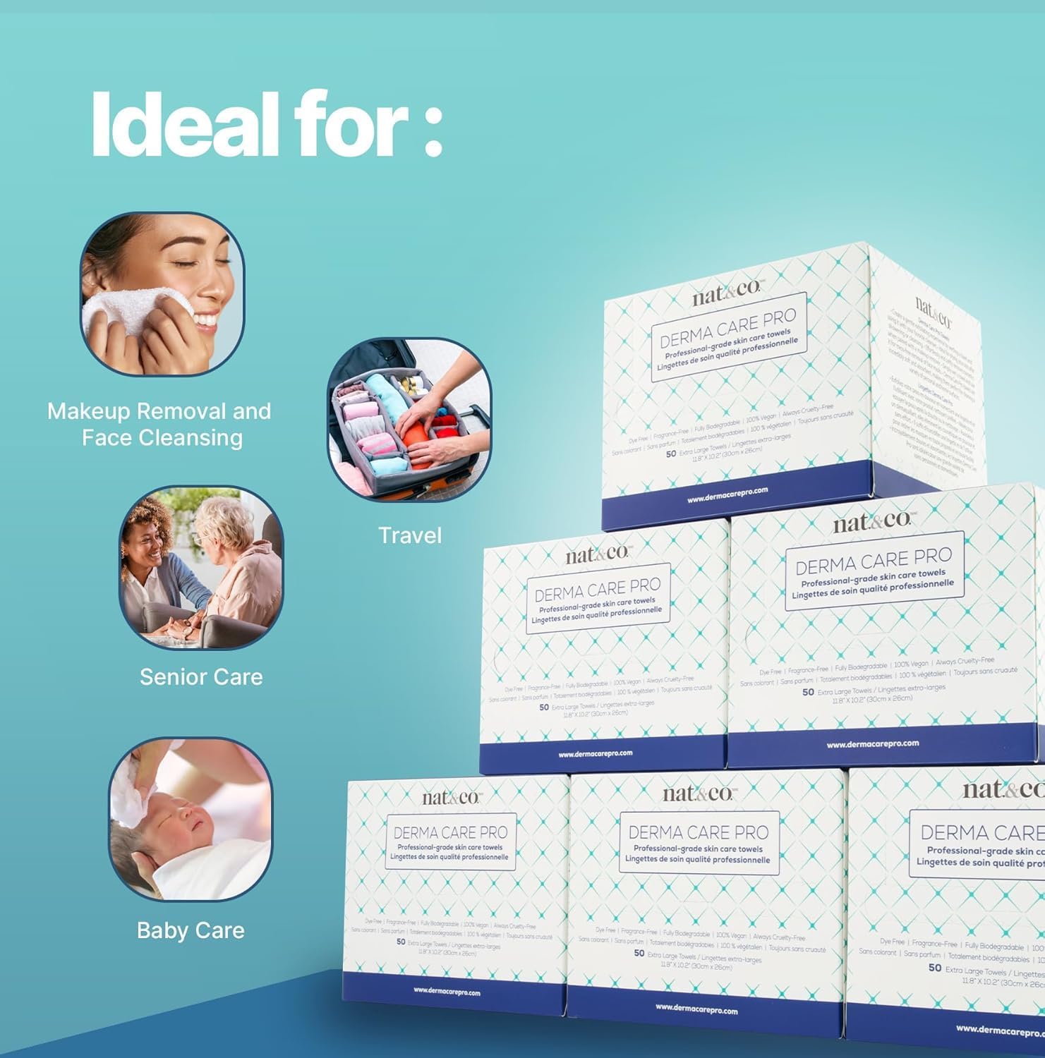 Nat.&Co. Derma Care Pro face cleansing usage demonstrating soft facial care