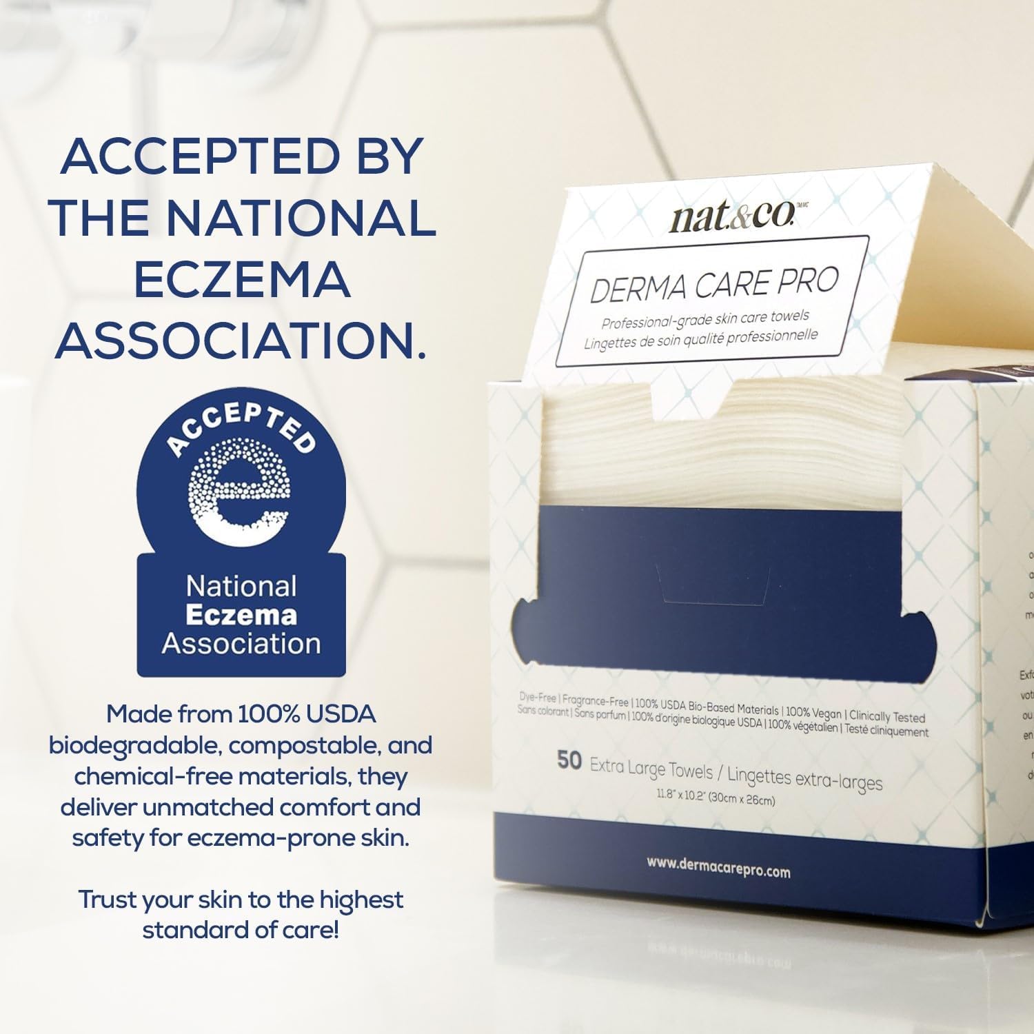 Nat.&Co. Derma Care Pro towels close-up, ultra-absorbent texture for wet or dry use
