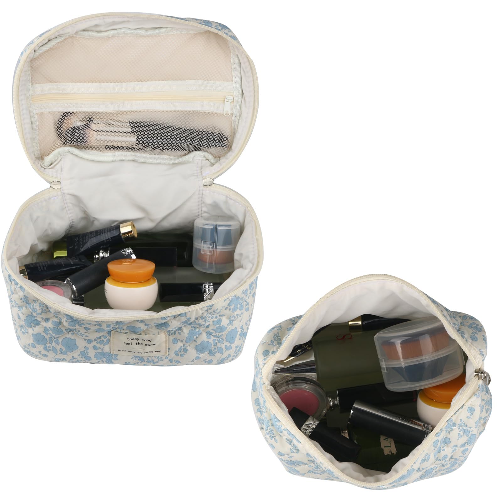 NATINSA makeup bag brush-slot interior keeps daily brushes organized
