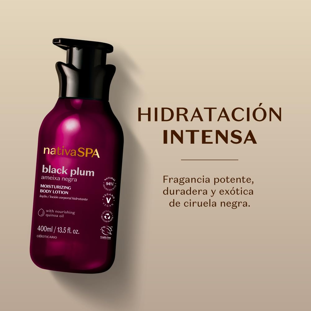 Nativa Spa Black Plum creamy texture close-up suggesting quick absorption.