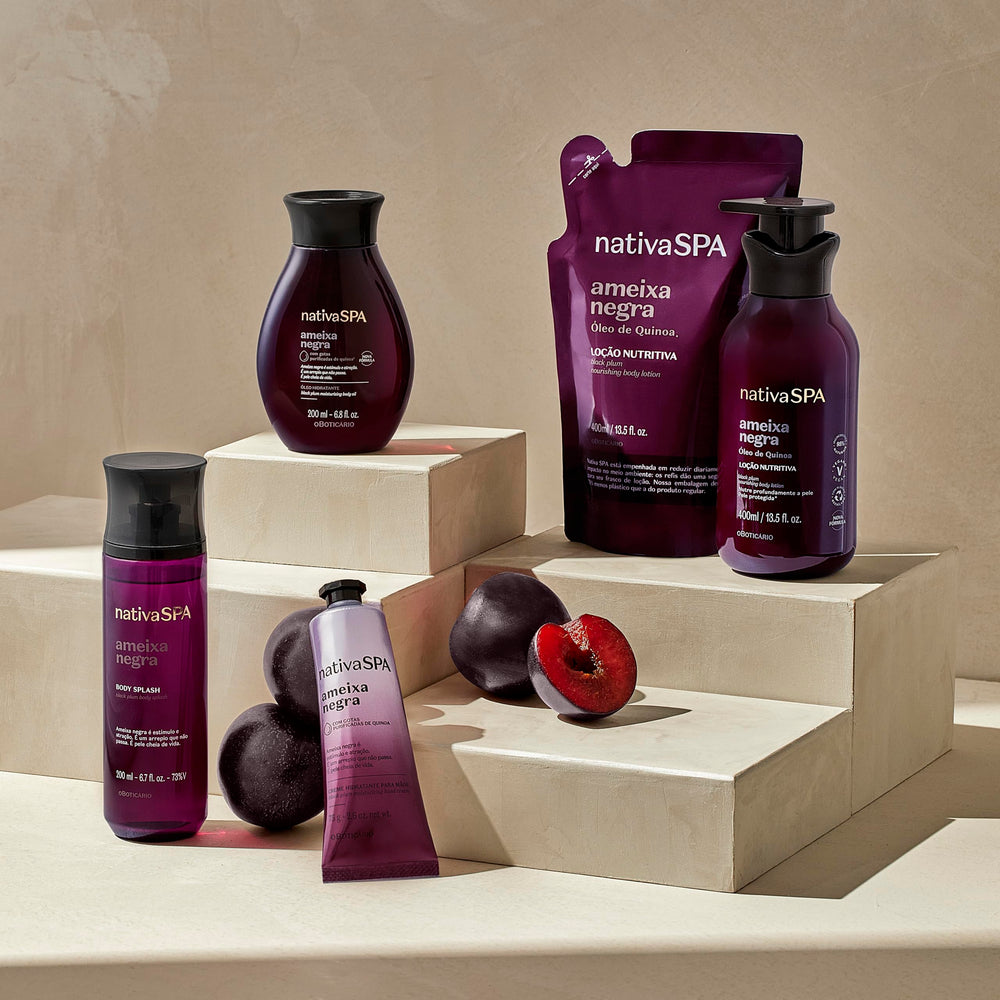 Nativa Spa Black Plum smooth skin after application close-up.